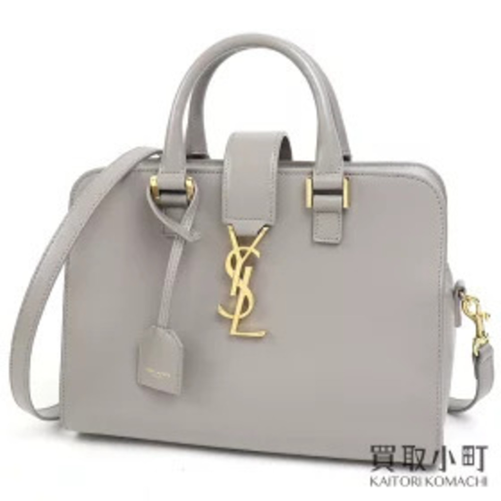 Saint Laurent Monogram Cabas Bag Gray Calf Leather YSL Shoulder Handbag
